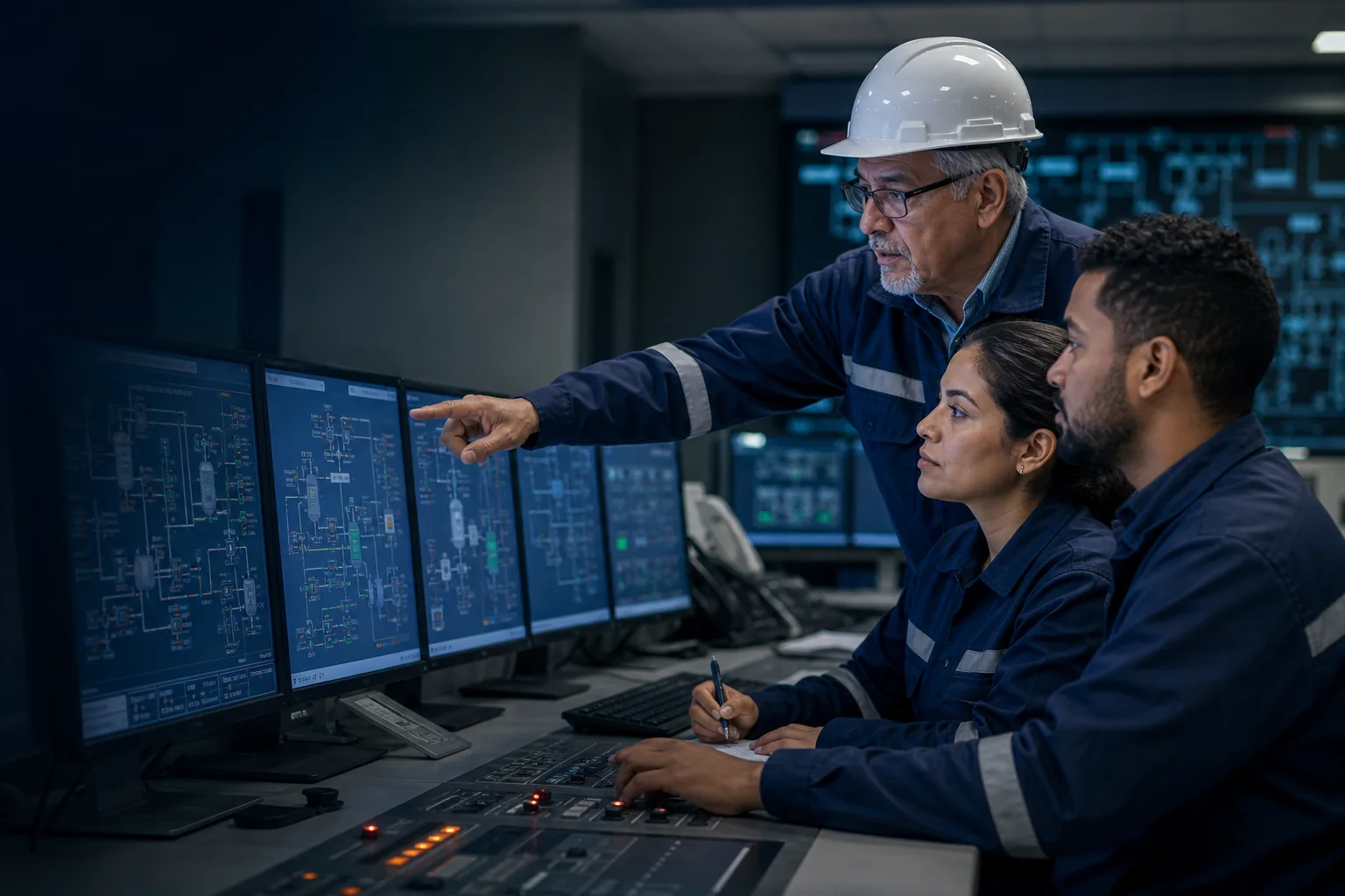 Formación técnica aplicada en una sala de control industrial